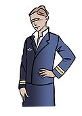 Illustration of a female pilot or flight attendant