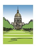 Illustration of the Dome of Les Invalides in Paris, France