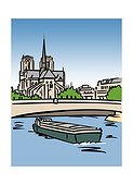 Illustration of the Notre-Dame Cathedral in Paris, France