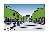 Illustration of Avenue des Champs-Élysées in Paris, France