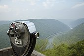 Coin operated binoculars on viewing platform, New River Gorge National River, Fayetteville, West Virginia, USA