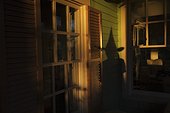 Shadow of witch on house, at Halloween, Norfolk, Virginia, USA