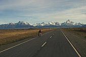 Motorbike on Route 40, Patagonia, Glacier National Park, El Chalten, Santa Cruz Province Argentina