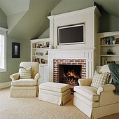 Bookcases Flanking Fireplace in Living Room