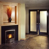 Contemporary Fireplace in Hallway