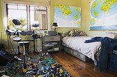 Boy's Bedroom with Blocks and Drum Set