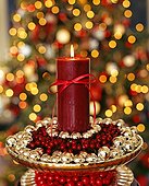 Candle in Decorative Holiday Centerpiece