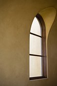 Arched Window in Hall with Arched Ceiling