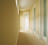 Long Hallway with Frosted Glass Doors