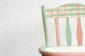 Pink and Green Wooden Child's Chair