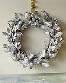 Silver Christmas Wreath on Wall