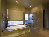 Contemporary Bathroom with Glass Shower Stall