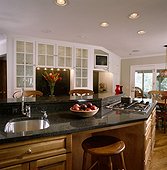 Angled Kitchen Island with Sink and Stovetop