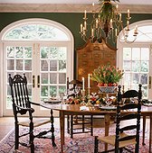 Traditional Dining Room Decorated for Christmas