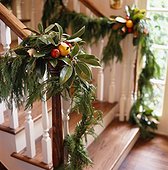 Holiday Decorations on Banisters