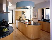 Contemporary Kitchen with Curved Island