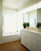 Tiled Tub, Countertop and Floor in Bathroom