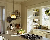 Stovetop on Kitchen Island in Traditional Kitchen