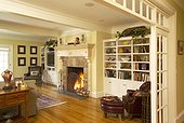 Fireplace and Built-in Bookcases in Living Room