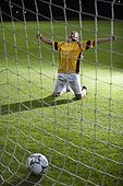 Soccer player celebrating a goal