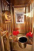Golden toilet during an art campaign, Vienna, Austria