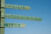 Signpost at the urban development area Aspen airfield, Vienna, Austria