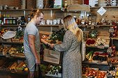 Couple doing shopping in eco shop