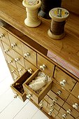 Dresser with bobbin thread and many drawers