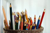 Color pencils in pen holder