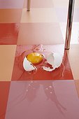 broken egg lying on floor