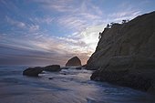 the pacific ocean along the coast at sunset; pacific city oregon united states of america