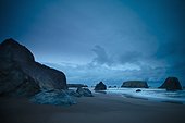 rock formations along the rugged coast of the pacific ocean; bandon oregon united states of america