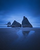 rock formations along the coast of the pacific ocean; bandon oregon united states of america