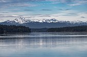 A view of a portion of the the Olympic Mountains from Squaxin Passage, South Puget Sound; Olympia, Washington, United States of America
