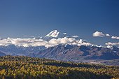 Scenic view of Mt. McKinley and the Alaska Range, Denali State Park, Interior Alaska, Autumn