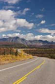 The George Parks Highway as it passes through Broad Pass, Interior Alaska, Autumn