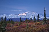 Scenic view of Mt. McKinley and the Alaska Range taken from the Wonder Lake campground in Denali National Park & Preserve, Interior Alaska, Autumn