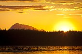 Sunset over Bartlett Cove in Glacier Bay National Park & Preserve, Southeast Alaska, Summer