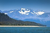 Scenic view of coastal mountains and Muir Inlet, Glacier Bay National Park & Preserve, Southeast Alaska, Summer