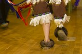 Close up of a Athabascan woman's feet dancing at the Morris-Thompson Cultural Center, Fairbanks, Interior Alaska