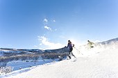 Couple snowshoeing at Park City, Utah, Winter