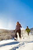 Couple snowshoeing at Park City, Utah, Winter