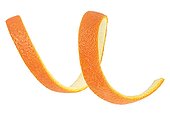 Citrus Fruit. Orange Spiral Zest. Orange Peel Isolated On A White Background. Cocktail Ingredient