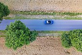 Convertible Car Countryside Road Trip Aerial View