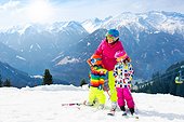 Family Ski Vacation. Winter Snow Sport For Kids