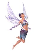 3d Rendering Purple Fairy On White