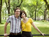 USA, New York, New York City, Portrait of young couple in park