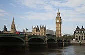 UK, London, Bridge across Thames river with Big Ben in background