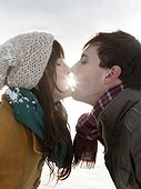 USA,Utah,Orem,Young couple kissing outdoors on a winter day