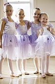 USA,Utah,Springville,Portrait of four girl ballet dancers (4-5)